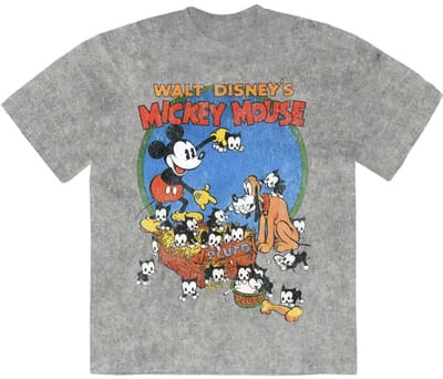 Disney - Mickey Cat Basket Heren Tshirt - S - Grijs