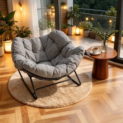 STILVORA Schommelstoel 91 x 102,5 x 77 cm - Omhullend Ei Vormig Design Met Armleuningen - Voor Woonkamer En Balkon - Chenille Lichtgrijs