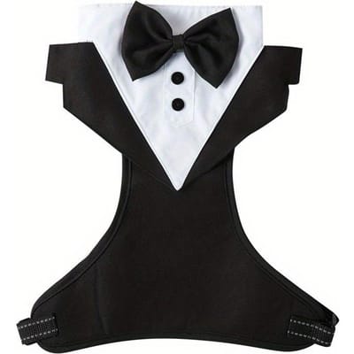 Elegante Polyester Smokingsharnas voor Hond met Strik Gebreide Stof Huisdier Vest voor Kleine, Middelgrote, Grote Rassen Gentleman Stijl Accessoire M