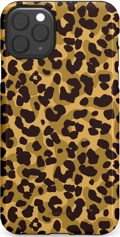 Casetastic hoesje geschikt voor Apple iPhone 11 Pro Max - Dubbellaagse bescherming - Jungle Panter - Fashion Case - Zwart Crème Beige