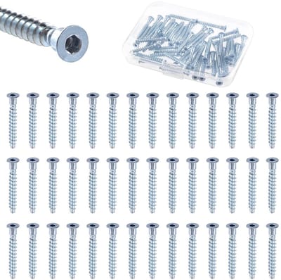 50 Stuks M5 x 35mm Gegalvaniseerde Vastzetbouten Kit, Carbon Staal Zelftappende Schroeven voor Meubels, Kasten en Stoelen