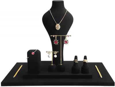 Sieraden Display - Sieraden Organizer - Sieraden Tonen - Combinatie Buste Set - 8 Stuks - Zwart