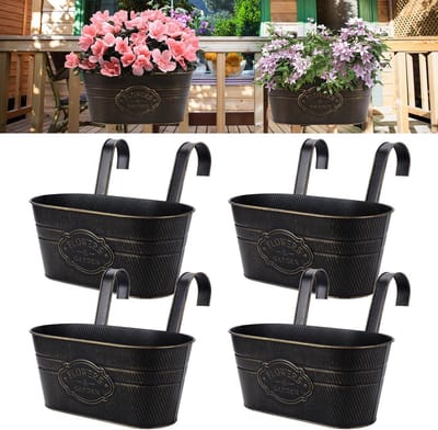 Dailygoods - Set van 4 Hangende Metalen Bloempotten voor Buiten - Tuindecoratie