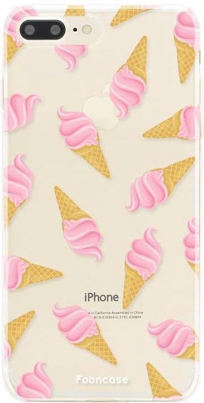 Fooncase Hoesje Geschikt voor iPhone 8 Plus - Shockproof Case - Back Cover / Soft Case - Ice Ice Baby / Ijsjes / Roze ijsjes