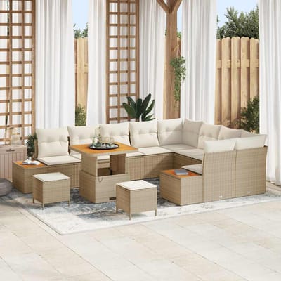 vidaXL - Tuinbank - Set - 12 - st - 11-Aantal - zitplaatsen - Beige - Poly - rattan