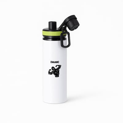 Hacebo® - Bodybuilding met eigen naam waterfles met draaidop groen - Fitness - Bodybuilder - Sport - water fles - 850ML