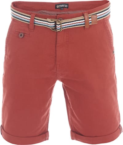 riverso Heren Short RIVKlaas regular/straight Rood W 46 Volwassenen Stretch Zomershorts met Riem & Omslag
