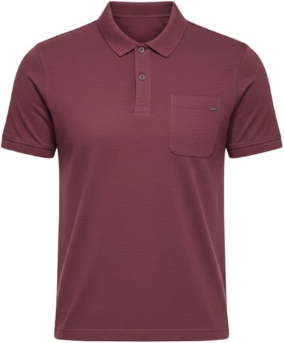 OMBRE Polo - Regular Fit - Katoen - Korte Mouw Bordeaux S