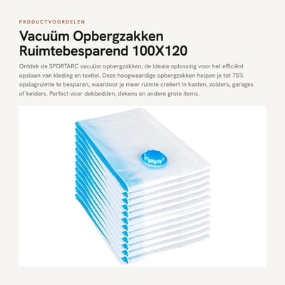 Dailygoods- Opbergzakken 10 stuks 100x120 cm - Vacuümzakken - Herbruikbare Kledingzakken - Ruimtebesparende Zakken - Hoogwaardig Materiaal - Tot 75% Opslagruimte Besparen