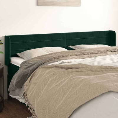 vidaXL - Hoofdbord - met - randen - 203x16x78/88 - cm - fluweel - donkergroen