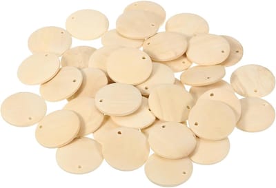 Ronde Houten Schijven van 25mm voor DIY Projecten, Natuurlijke Onbewerkte Ringen met Gaten voor Decoraties