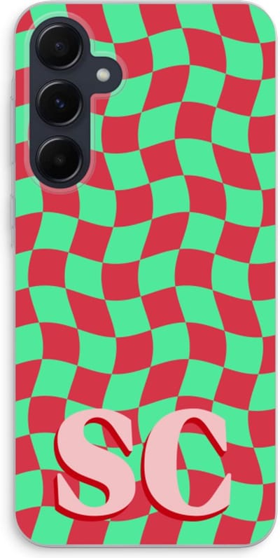 Gepersonaliseerd - Case Company® - Hoesje geschikt voor Samsung Galaxy A55 hoesje - Grid Monogram - Soft Cover Telefoonhoesje - Bescherming aan alle Kanten en Schermrand