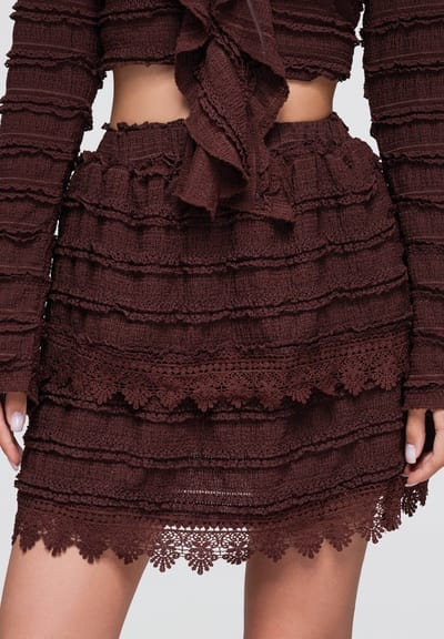 OMBRE Rok - Katoen - Effen - Rok Donkerbruin S/M