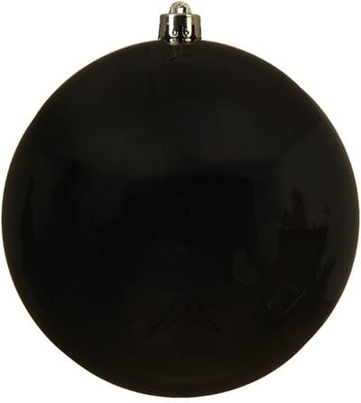 Decoris Kerstbal - 2x - zwart - groot - 14 cm - kunststof - glans - kerstversiering