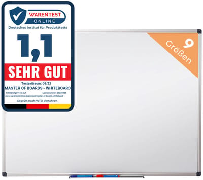 FLOORDIREKT Magnetisch Whiteboard - Met Aluminium Frame en Verwijderbaar Pennenbakje - Voor Kantoor, Thuis en op School- Magneetbord Krasbestendig en Droog Uitwisbaar - in Staand & Liggend Formaat - 80 x 110 cm - Verkrijgbaar in 5 Maten