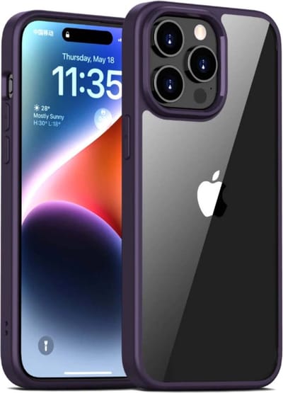 Smartphonica Telefoonhoesje voor iPhone 15 Pro met doorzichtige achterkant TPU hardcase - Paars geschikt voor iPhone 15 Pro