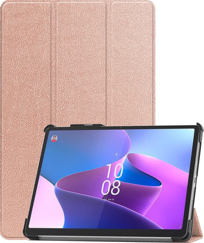 Hoesje - Geschikt voor Lenovo Tab P11 Pro - Dun & Stevig - Trifold Bookcase Hoes - Hard Cover Case - Met Uitsparing Geschikt voor Lenovo Pen - Hardcover Book - Tablethoes - Rosé goud