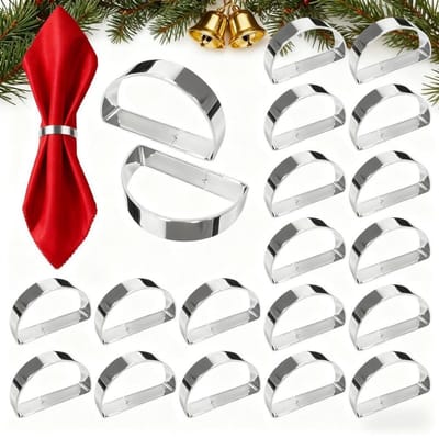 Dailygoods - 20 stuks servetringen servetringen zilveren servetten ring glanzende halve cirkel servetring voor Kerstmis thuis restaurants bars en bruiloften trouwdagen de meeste themafeesten