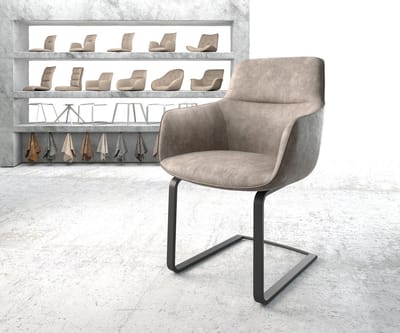 Sledestoel Pejo-Flex sledemodel vlak zwart microvelours taupe vintage pocketveer kern