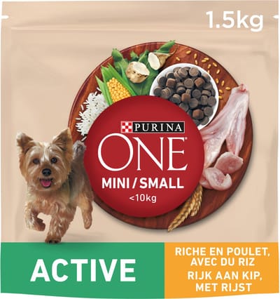 6x One Hondenvoer Mini Dog Active Kip en rijst | 1.5 KG