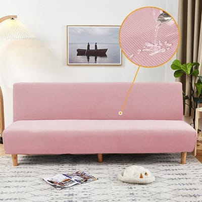 Waterdichte Elastische Effen Bankhoes Stretch Armloze Bank Bankhoes Beschermer Voor Huisdecoratie Woonkamer 45x45CM roze