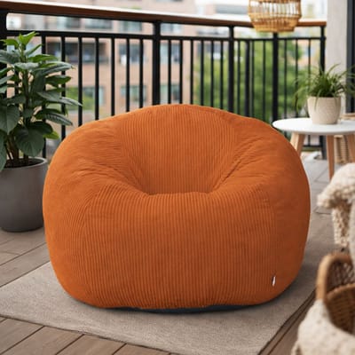 HomeMiYN Rondvormige Zitzak Sofa – Oranje – Zachte Techstof – 180 kg Capaciteit – Gezellig & Modern Ontwerp – Perfect voor Woonkamer, Slaapkamer & Thuiswerkplek