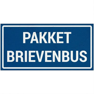 Pakketbrievenbus bord - blauw wit | Forex Re materiaal | 20 x 10 cm