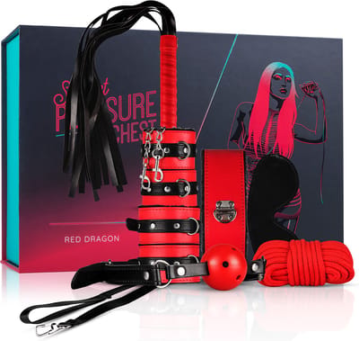 Secret Pleasure Chest Red Dragon - Bondage Sex Toys voor Mannen en Vrouwen - 7-delige BDSM Set - Bondage Set Geschikt voor Beginners - Rood