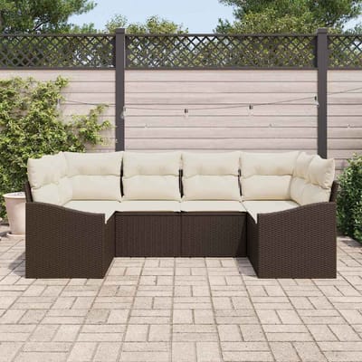 vidaXL - Tuinbank - Set - 6 - st - Bruin - en - Crème - poly - rattan
