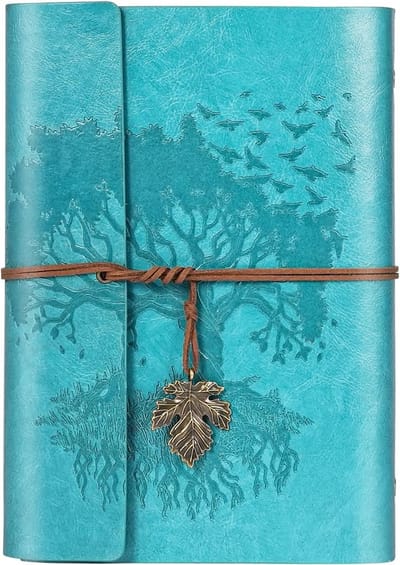 Herbruikbaar notitieboek met lege pagina's, spiraalbinding, ideaal voor reizen en als cadeau voor jongens en meisjes, 160 pagina's (A5, 23.5×16.5cm, teal groen)