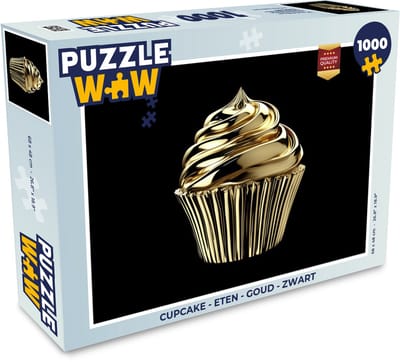 Puzzel Cupcake - Eten - Goud - Zwart - Legpuzzel - Puzzel 1000 stukjes volwassenen
