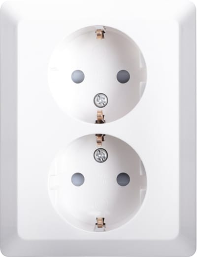 ION V1/j1 inbouw contactdoos polar wit 2-voudig randaarde