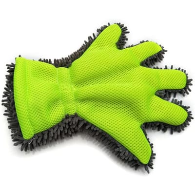 5-vinger zachte autowas handschoenen reinigingsborstel voor auto en motorfiets wassen droogdoeken autostyling groen