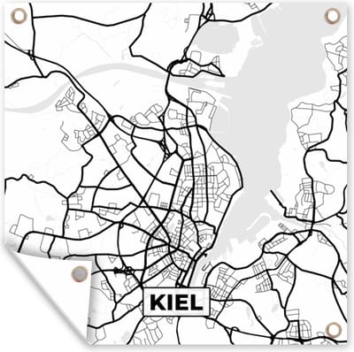 Tuin poster Kiel - Plattegrond - Kaart - Stadskaart - 200x200 cm - Tuindoek