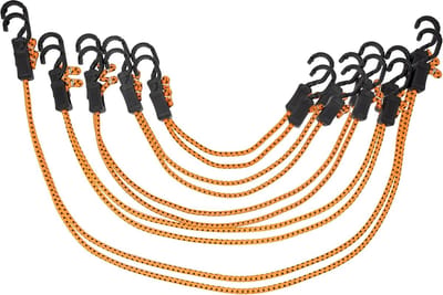 Verstelbare Bungee Koorden - Elastische Spanners - Vastzetten van Lasten - 10 Delig Assortiment - 48 Inch Lengte - Oranje Zwart
