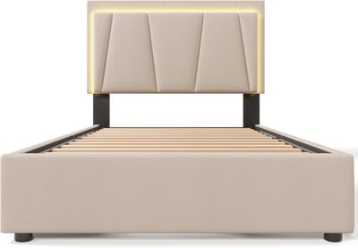 Gotagee Gestoffeerd bed opbergbed met 4 lades multifunctioneel bed geschikt voor de slaap- of logeerkamer platformbed 90x200cm Eenvoudig bed voor de slaapkamer Bed met opbergruimte Bed zonder matras