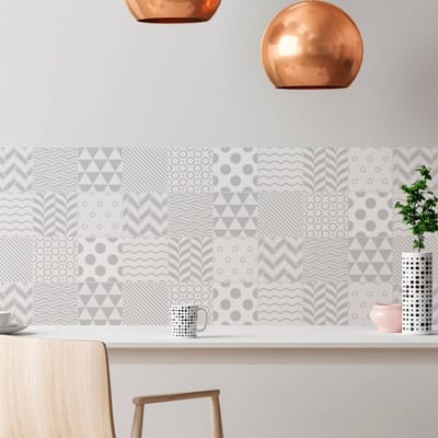 Zelfklevende tegelmuurstickers voor keuken en badkamer - 9 Scandinavische/Finse cementtegelstickers - 9 stickers van 10x10 cm
