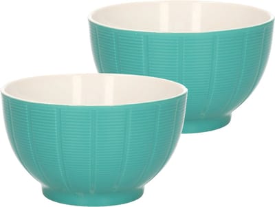Excellent Houseware Soepkommen/serveer schaaltjes - 2x - Venice - keramiek - D14 x H8 cm - jade groen