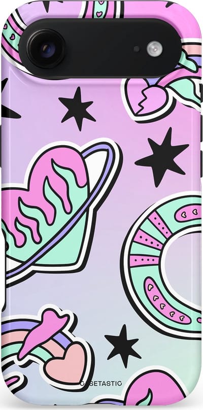 Casetastic hoesje geschikt voor Apple iPhone Air - MagSafe - Dubbellaagse bescherming - Paarse Droomwereld - Fashion Case - Lila Lichtgrijs Zwart Mintgroen