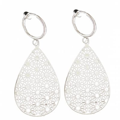 Klem oorbellen- Filigraan- Zilverkleur-druppel-geen gaatje-Charme Bijoux