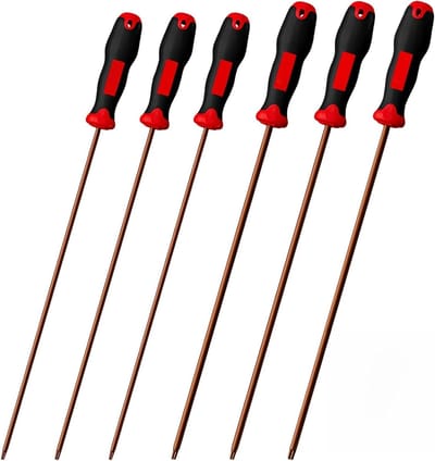 Complete Torx Schroevendraaier Set van 6 Stuks met Magnetische Sterkoppen en Ergonomische Handgrepen voor Auto en Klussen, Geschikt voor T10, T15, T20, T25, T27, T30
