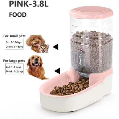 Automatische voerbak voor huisdieren van 3,8 l Hondenvoerbak Watertoevoerbak voor katten Grote capaciteit voedselwaterdispenser Grote capaciteit voerbak voor huisdieren food roze