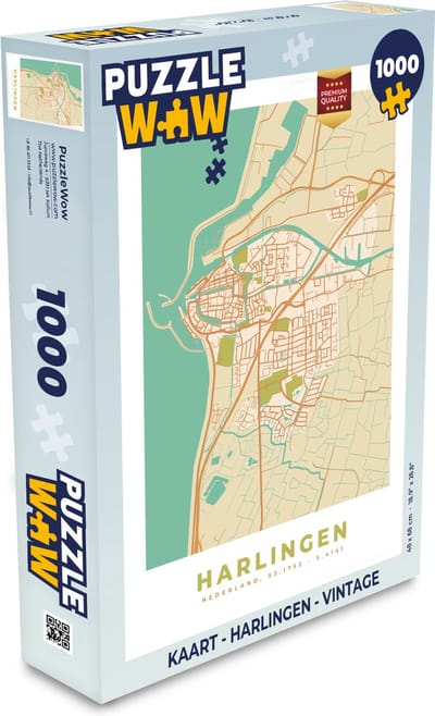 Puzzel Kaart - Harlingen - Vintage - Legpuzzel - Puzzel 1000 stukjes volwassenen