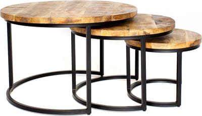 Salontafel - Set van 3 - Industrieel - Ronde tafels - Eenvoudige montage