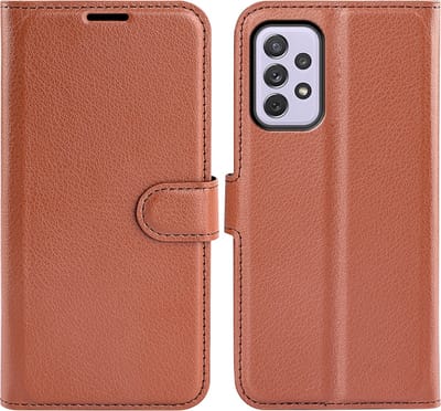 MobyDefend Hoesje - Geschikt voor Samsung Galaxy A73 - Kunstleren Wallet Book Case (Sluiting Voorkant) - Bruin