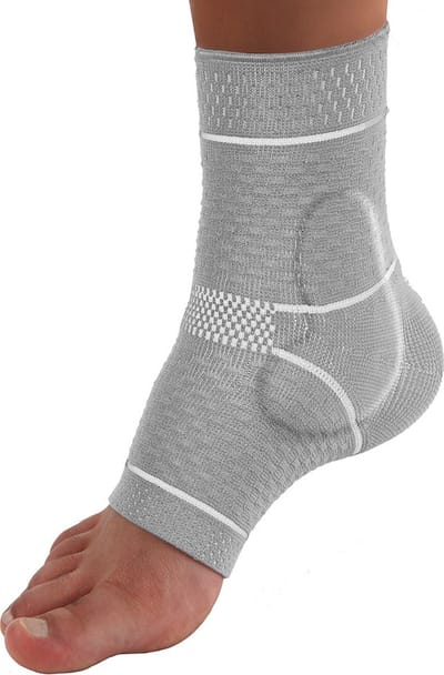 Uriel - Enkelbrace - Enkelbandage - Siliconen ondersteuning - Compressie - Unisex - Zilvergrijs - Maat XL