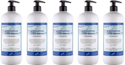 Bodylotion Cool Down 1 Liter - met gratis pomp - set van 5 stuks - Voordeelverpakking