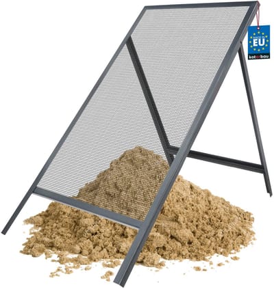 KOTARBAU® Grondzeef, Bouwzeef, 4 x 4 mm, Zandzeef, 60 x 120 cm, Doorwerpzeef, Bouwzeef Staal, Grijs, Tuinzeef, Zeef voor Grond, Zandzeef voor Bouw, Grote Grondzeef