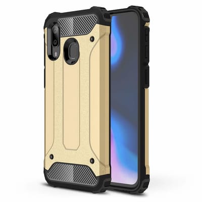 Ntech Hoesje Geschikt Voor Samsung Galaxy A40 Hybrid Armor Hoesje - Goud