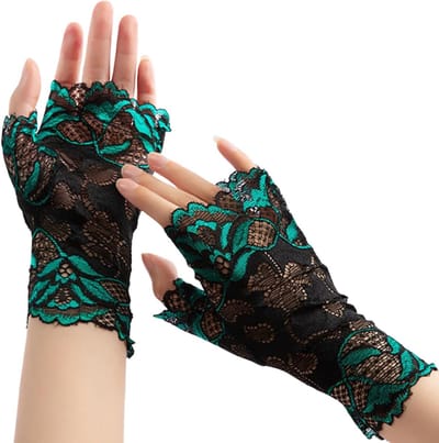Dailygoods - CHENGZI Kanten halve vinger handschoenen dans prestaties handschoenen pols lengte kant halve vinger handschoenen zomer en herfst zonnebrandcrème voor vrouwen rijden, rijden (groen)